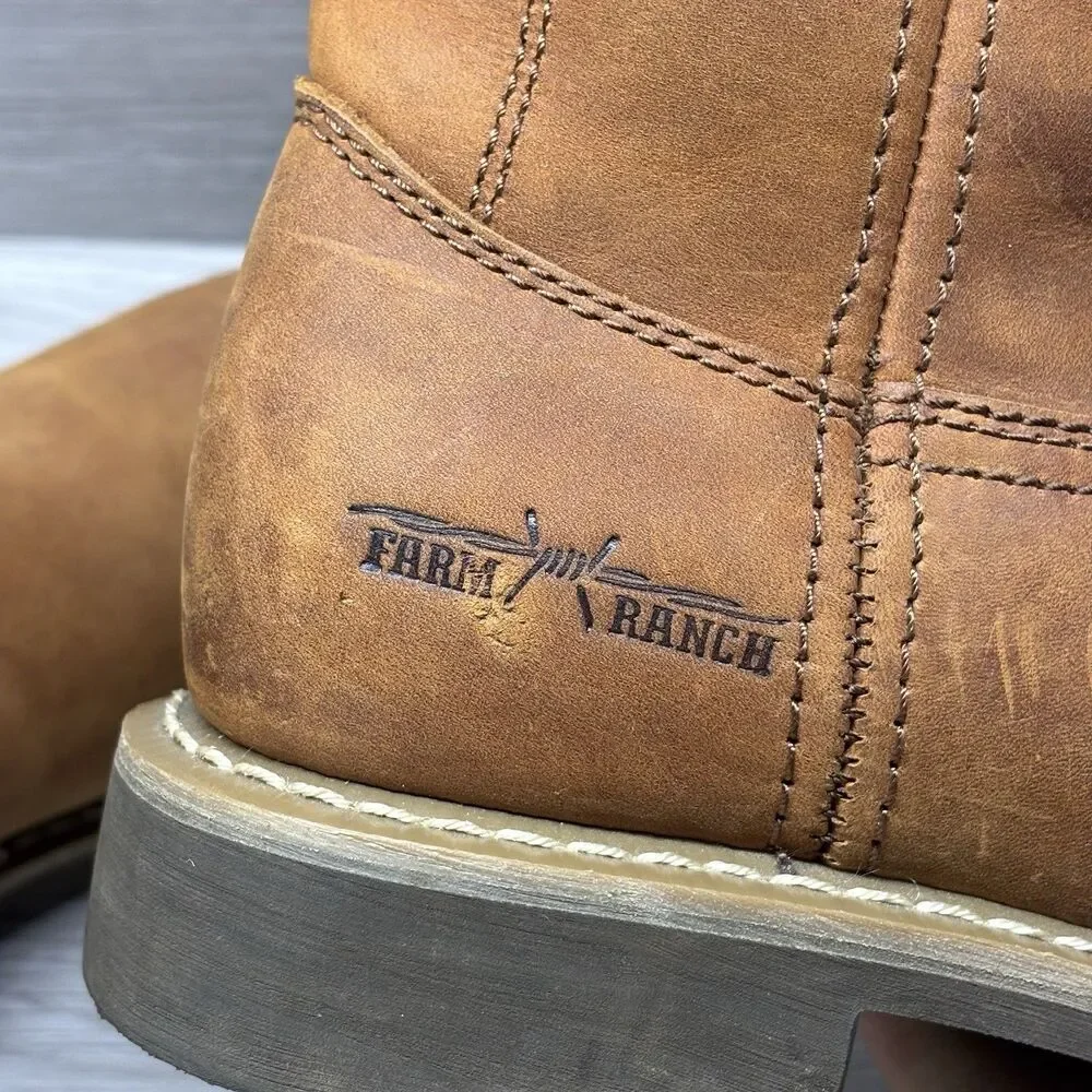 GEORGIA BOOT Wellington Western Boots Mens 7.5 D Brown Leather Farm Ranch G5814